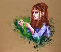 Girl in the Herb Graden / M&auml;dchen im Kr&auml;utergarten Oil Fingerpainting
